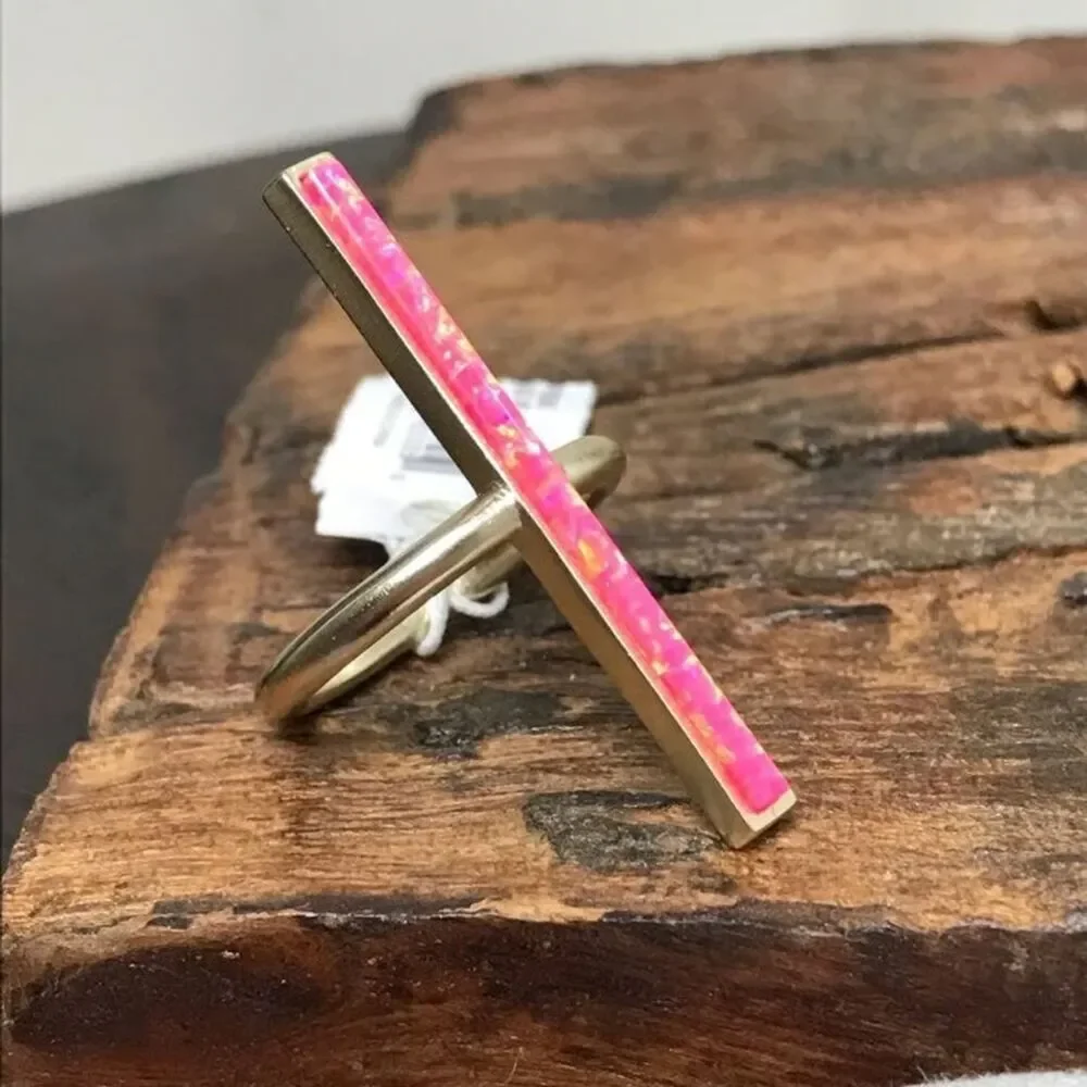 Kendra Scott Reggie Ring Kyocera Opal and Rose Gold size 6